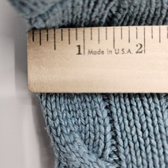 Vintage Polo Ralph Lauren Sweater Mens Large Silk Cable Knit Toggle Collar Blue - Picture 9 of 12